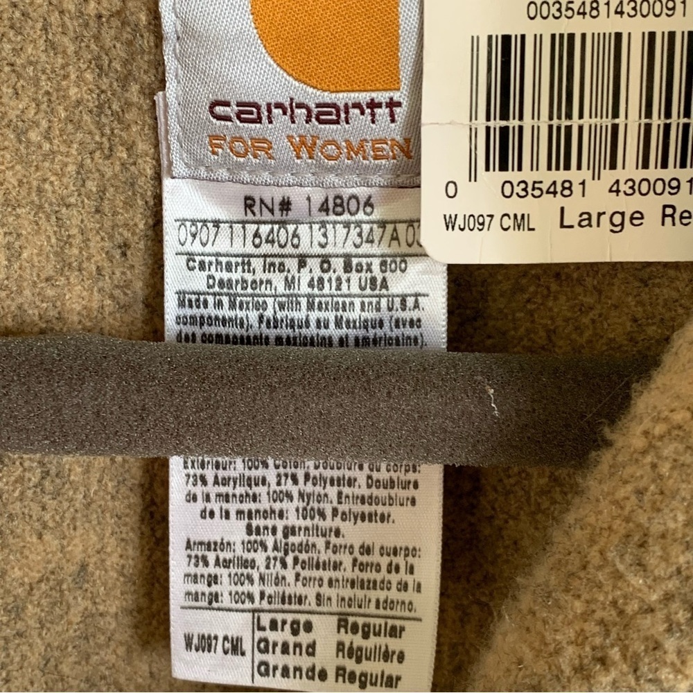 🆕 Vintage Carhartt Womens WJ097 CML Camel Brown Detroit Jacket Blanket Lined L - Picture 6 of 11